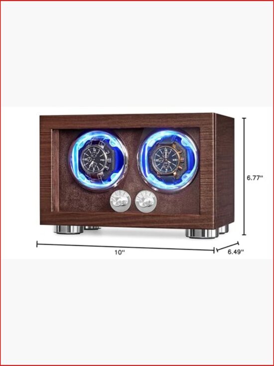 Double Watch Winder Box with LED, Quiet Motor, Type-C Adapter, 4 Rotation Modes main image 4
